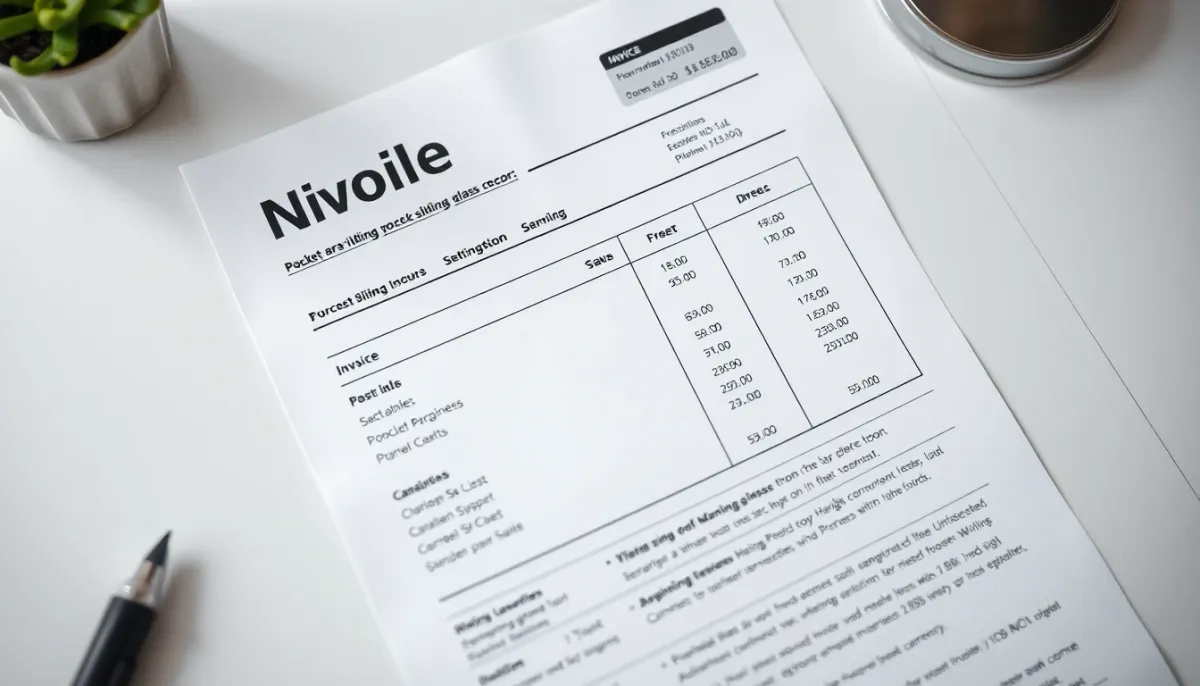 Devis détaillé pour une baie vitrée à galandage avec prix et spécifications