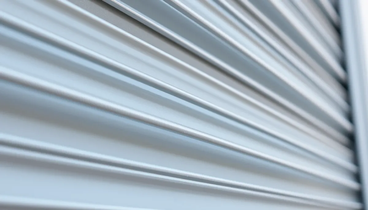 Gros plan sur les lames d'un volet roulant aluminium double paroi avec mousse polyuréthane