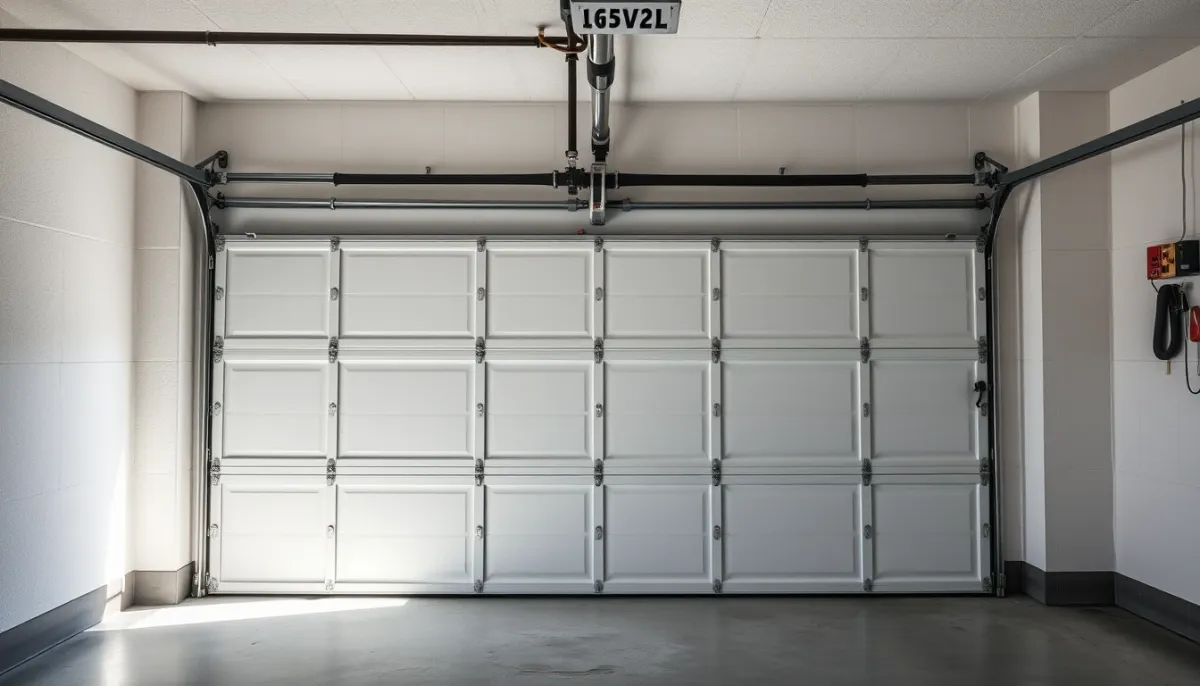 Intérieur d'une porte de garage basculante correctement isolée avec panneaux et joints