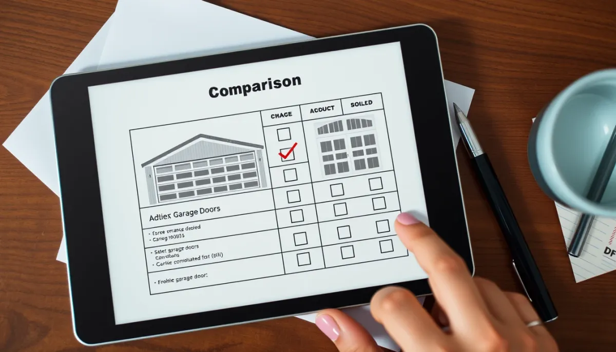 Comparatif de dimensions de portes de garage sur tablette et papier